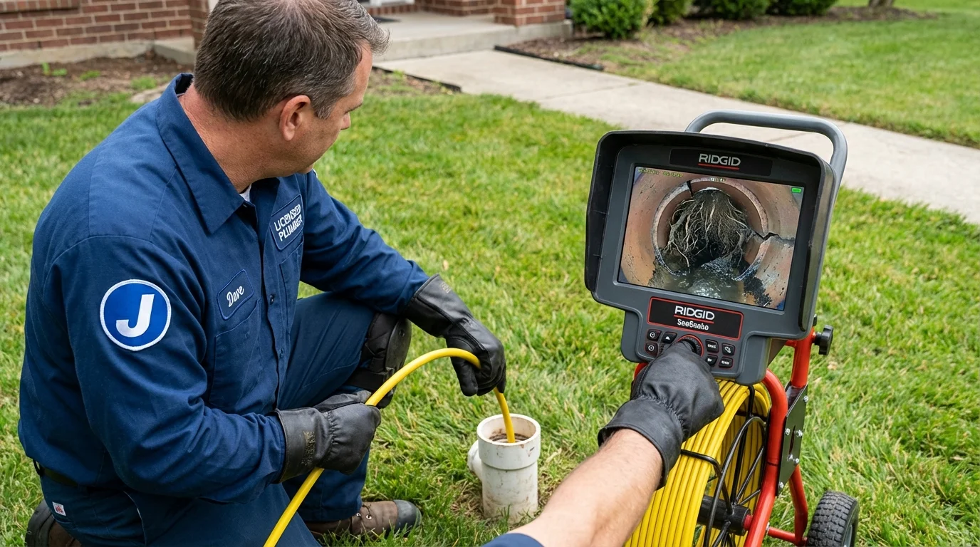 Sewer camera inspection being performed by Johns Plumbing LLC in Mebane